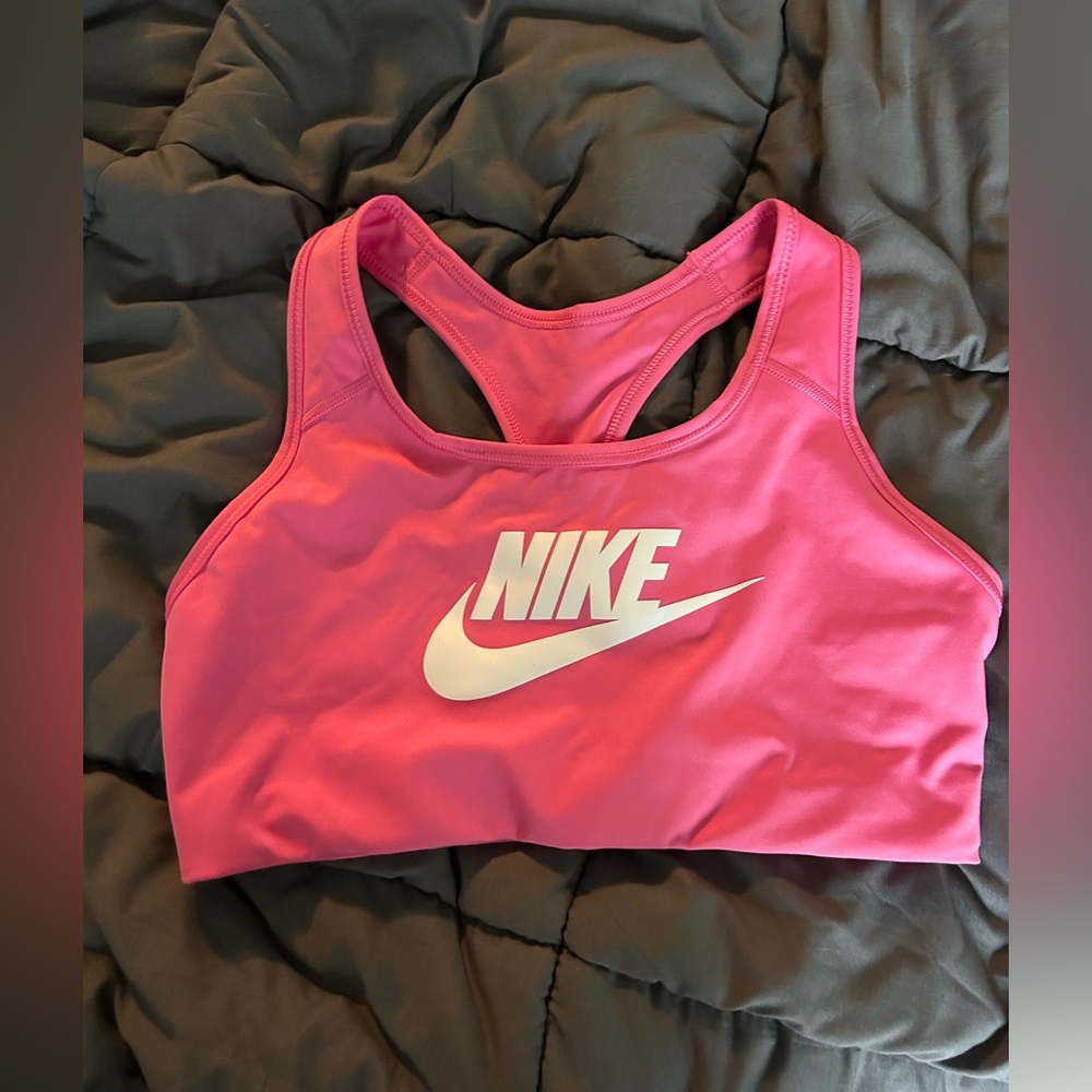 Nike Hot Pink Sports Bra with White Logo
